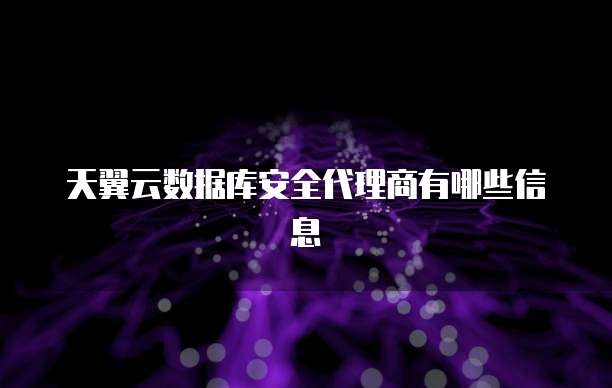 天翼云数据库安全代理商有哪些信息