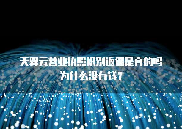天翼云营业执照识别返佣是真的吗为什么没有钱？