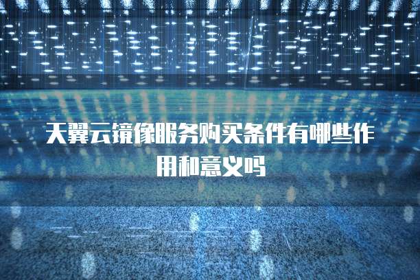天翼云镜像服务购买条件有哪些作用和意义吗