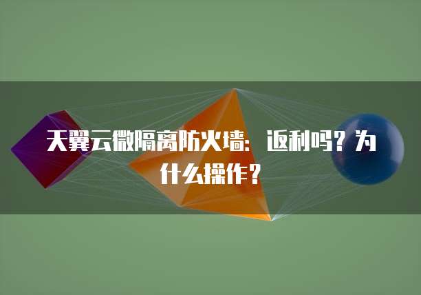 天翼云微隔离防火墙:返利吗?为什么操作?