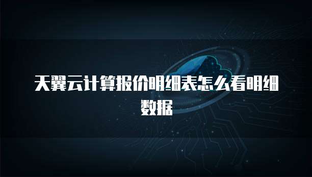 天翼云计算报价明细表怎么看明细数据