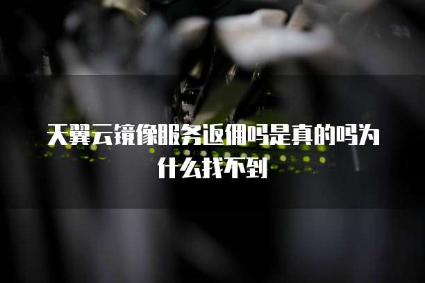 天翼云镜像服务返佣吗是真的吗为什么找不到