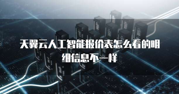 天翼云人工智能报价表怎么看的明细信息不一样