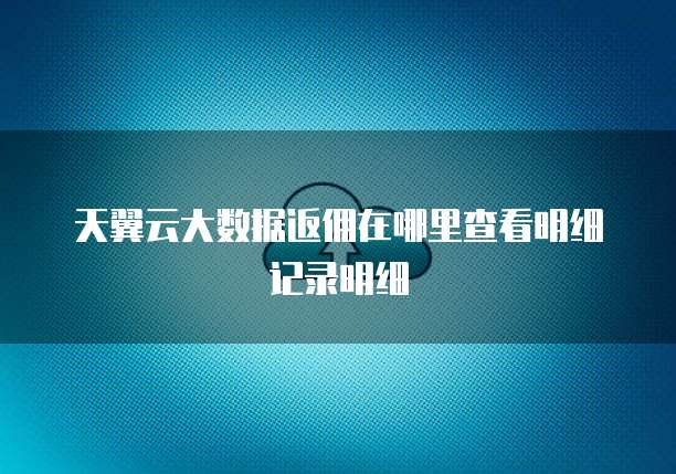 天翼云大数据返佣在哪里查看明细记录明细