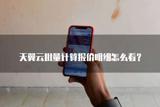 天翼云批量计算报价明细怎么看?