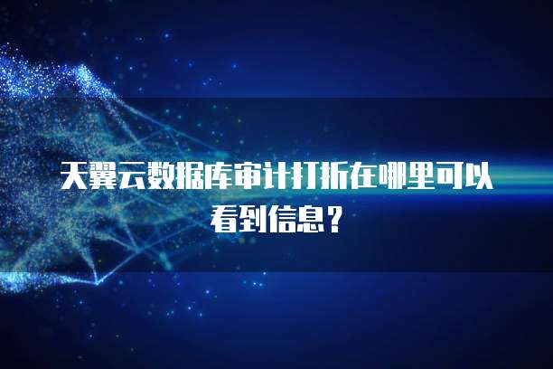 天翼云数据库审计打折在哪里可以看到信息?