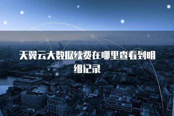 天翼云大数据续费在哪里查看到明细记录