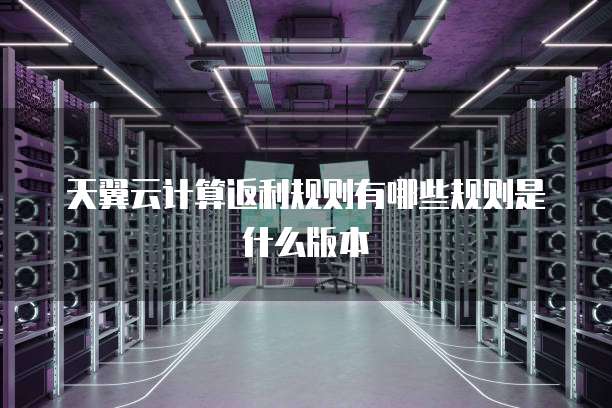 天翼云计算返利规则有哪些规则是什么版本