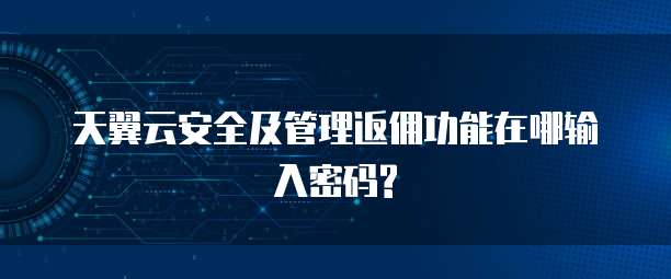 天翼云安全及管理返佣功能在哪输入密码?