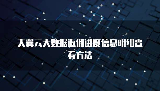 天翼云大数据返佣进度信息明细查看方法
