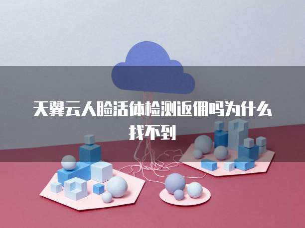 天翼云人脸活体检测返佣吗为什么找不到