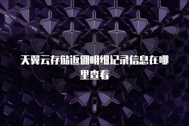 天翼云存储返佣明细记录信息在哪里查看