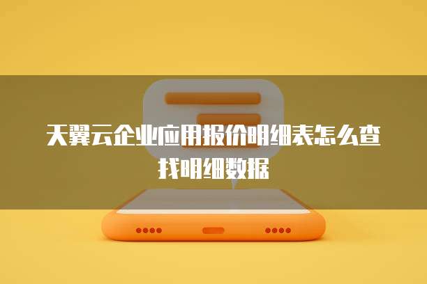 天翼云企业应用报价明细表怎么查找明细数据