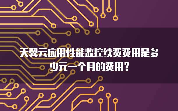 天翼云应用性能监控续费费用是多少元一个月的费用?