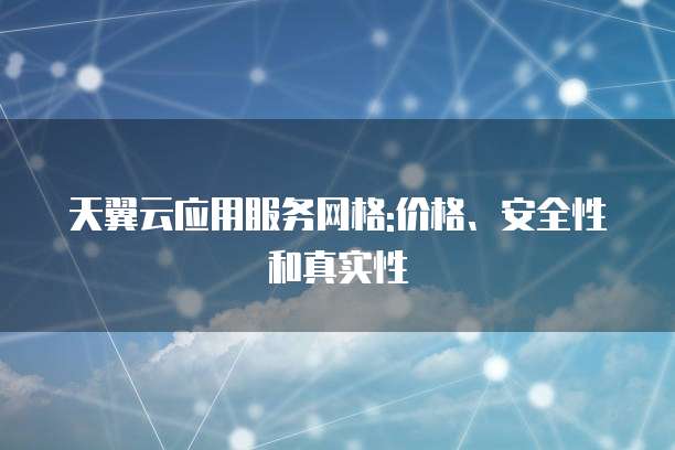 天翼云应用服务网格:价格、安全性和真实性