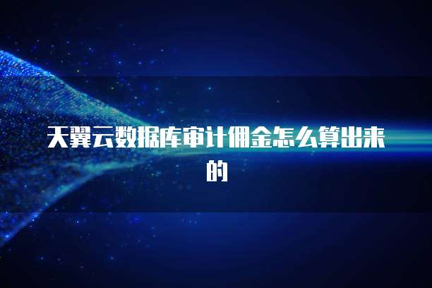 天翼云数据库审计佣金怎么算出来的