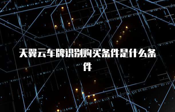 天翼云车牌识别购买条件是什么条件
