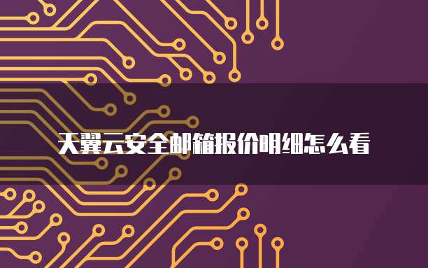 天翼云安全邮箱报价明细怎么看