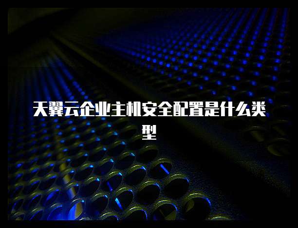 天翼云企业主机安全配置是什么类型