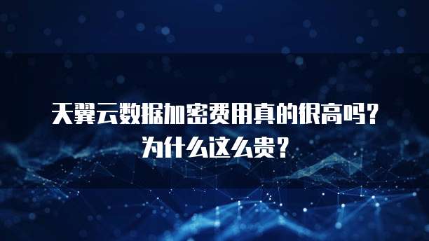 天翼云数据加密费用真的很高吗?为什么这么贵?