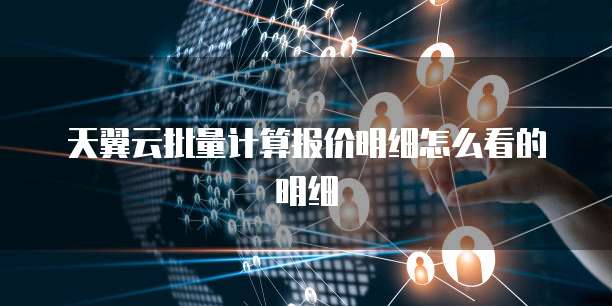 天翼云批量计算报价明细怎么看的明细