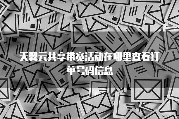 天翼云共享带宽活动在哪里查看订单号码信息