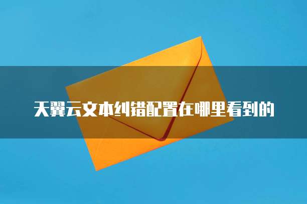 天翼云文本纠错配置在哪里看到的