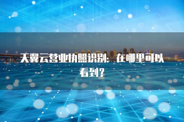 天翼云营业执照识别:在哪里可以看到?