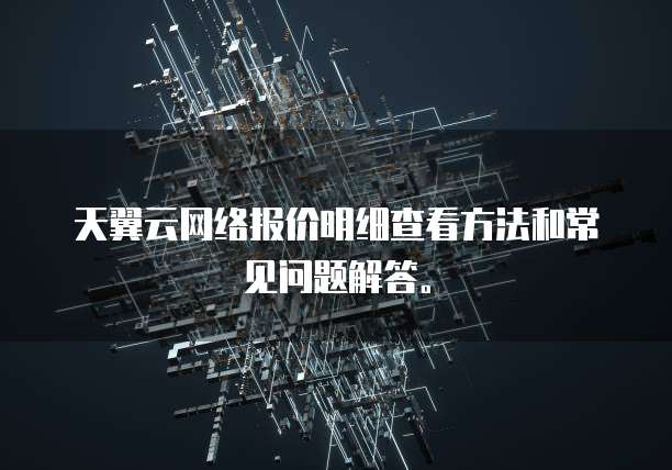 天翼云网络报价明细查看方法和常见问题解答。