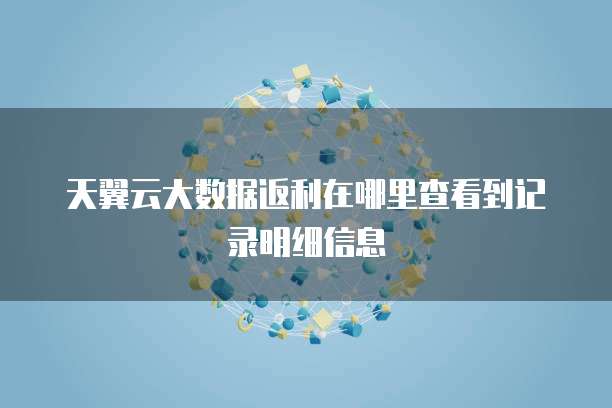 天翼云大数据返利在哪里查看到记录明细信息