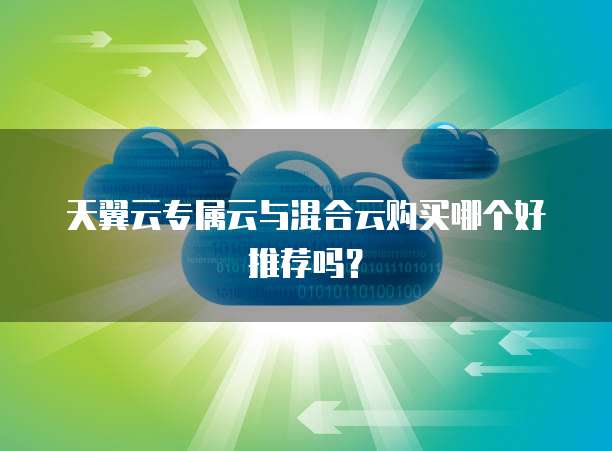 天翼云专属云与混合云购买哪个好推荐吗?