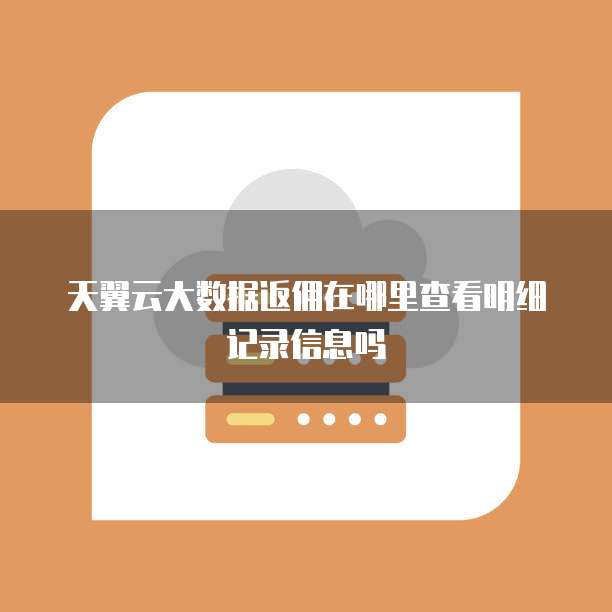 天翼云大数据返佣在哪里查看明细记录信息吗