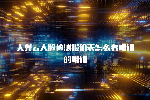 天翼云人脸检测报价表怎么看明细的明细
