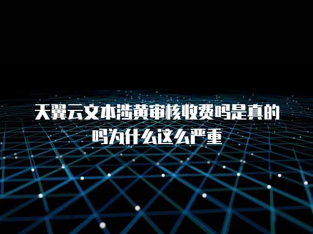 天翼云文本涉黄审核收费吗是真的吗为什么这么严重