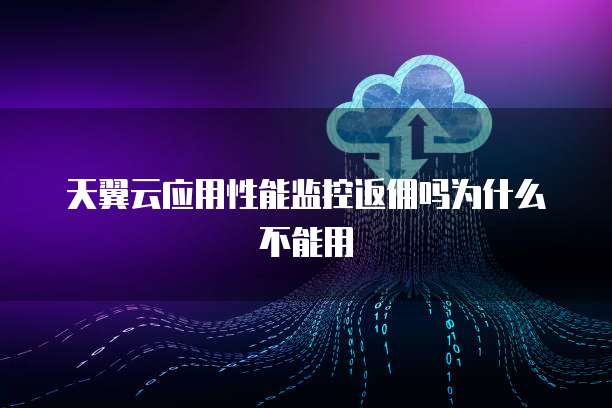 天翼云应用性能监控返佣吗为什么不能用