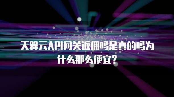 天翼云API网关返佣吗是真的吗为什么那么便宜?