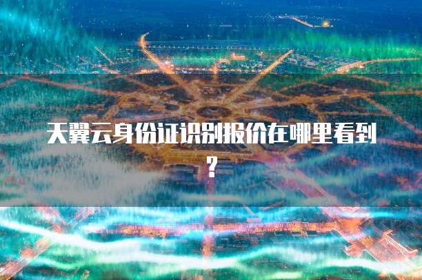 天翼云身份证识别报价在哪里看到?