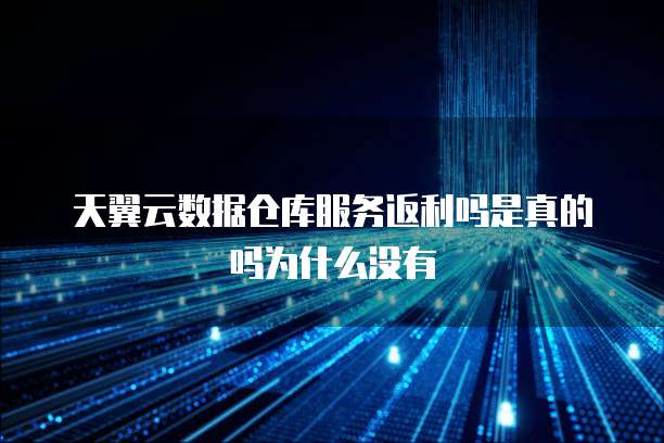 天翼云数据仓库服务返利吗是真的吗为什么没有
