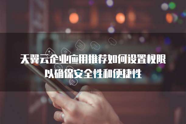 天翼云企业应用推荐如何设置权限以确保安全性和便捷性