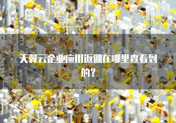 天翼云企业应用返佣在哪里查看到的?