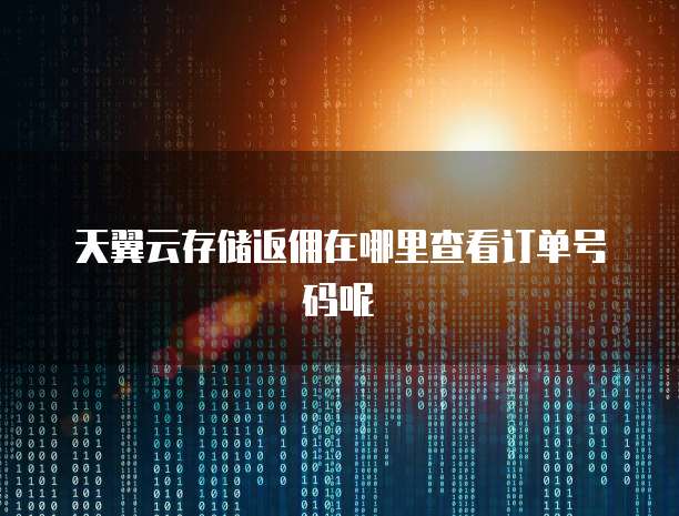 天翼云存储返佣在哪里查看订单号码呢
