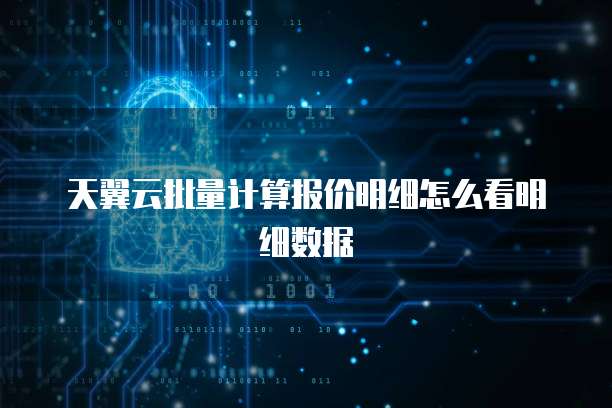 天翼云批量计算报价明细怎么看明细数据