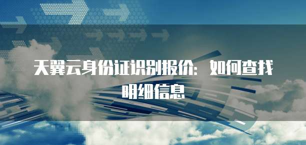 天翼云身份证识别报价:如何查找明细信息