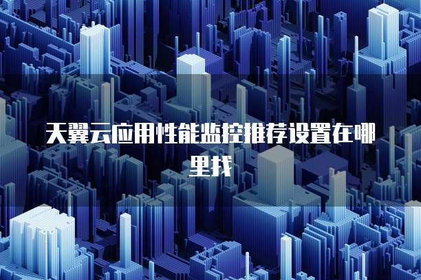 天翼云应用性能监控推荐设置在哪里找