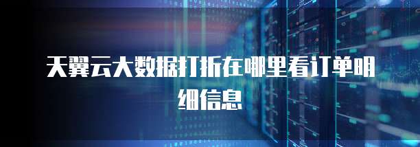 天翼云大数据打折在哪里看订单明细信息