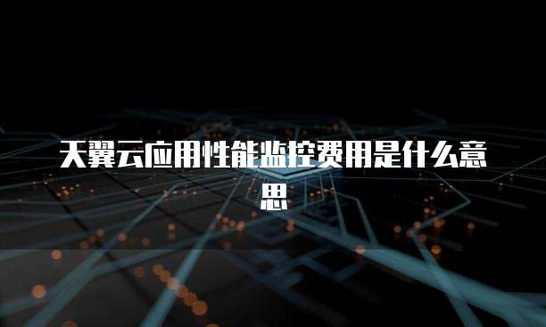 天翼云应用性能监控费用是什么意思