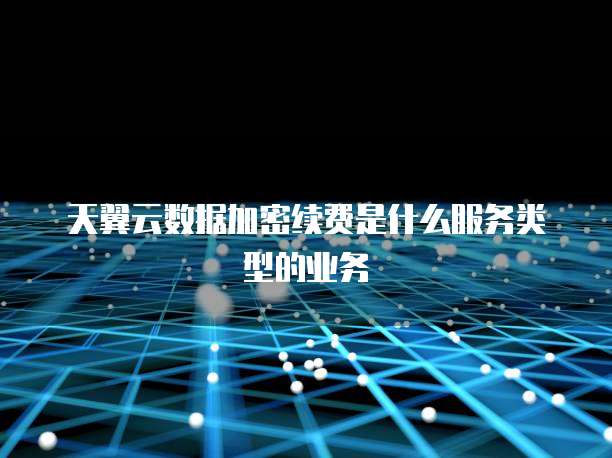 天翼云数据加密续费是什么服务类型的业务