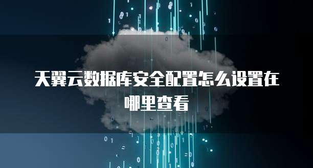 天翼云数据库安全配置怎么设置在哪里查看
