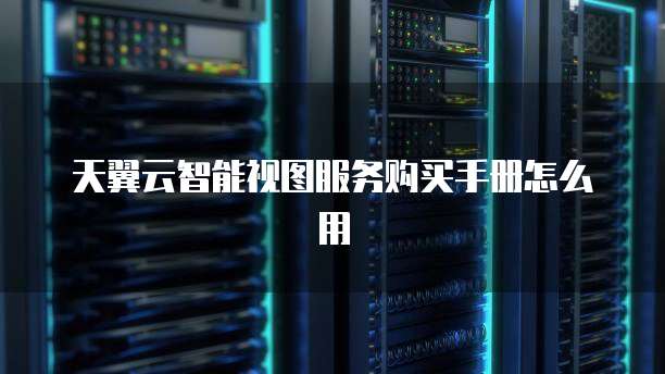 天翼云智能视图服务购买手册怎么用