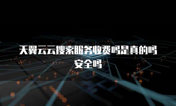 天翼云云搜索服务收费吗是真的吗安全吗